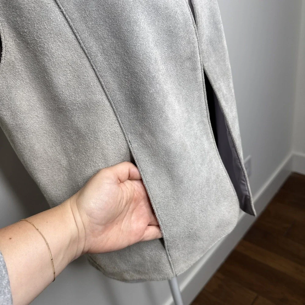 Vintage 70s Leather Suede Vest Womens Large Gray Western Pockets Equestrian‎ L